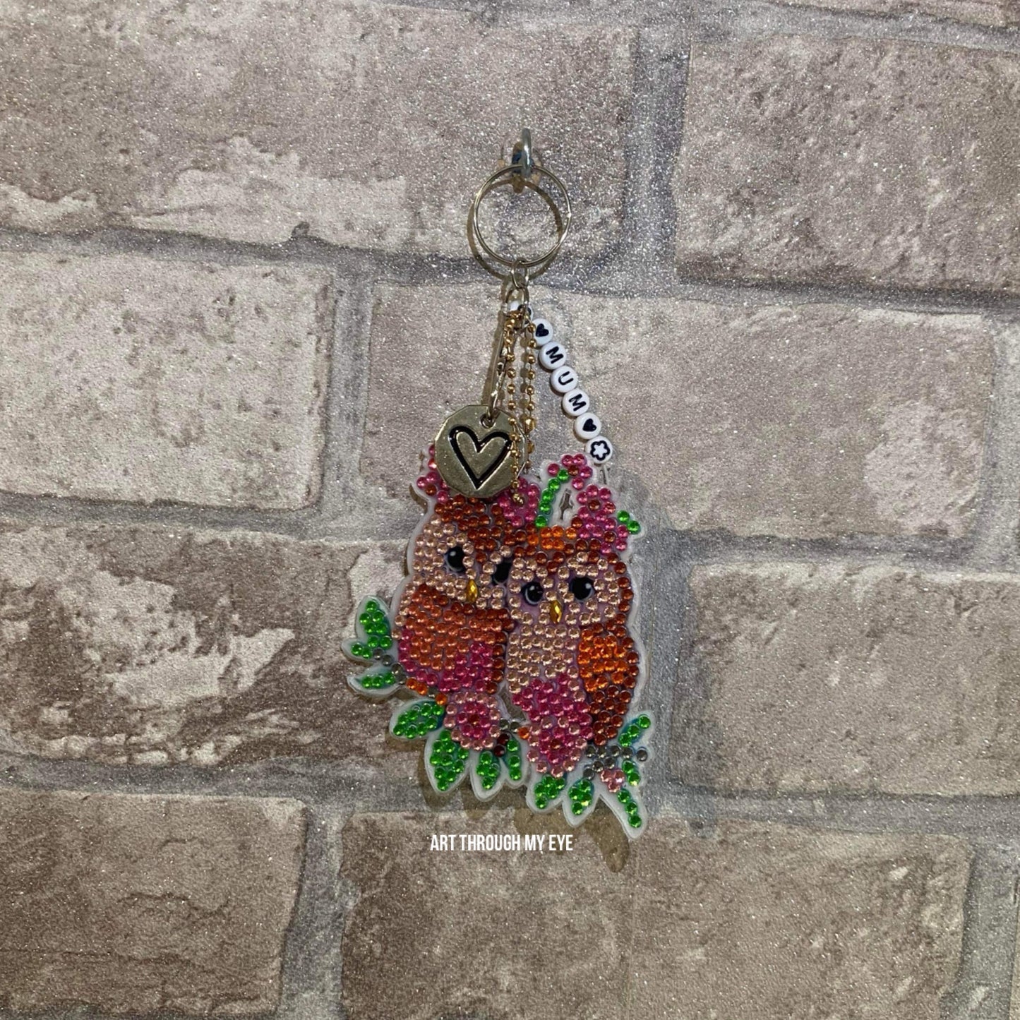Diamond Art Owl Trolley Token Keyring