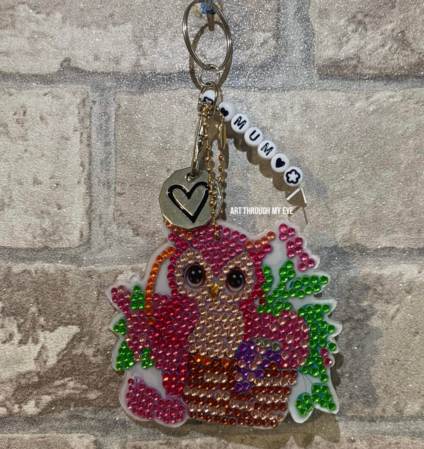 Diamond Art Owl Trolley Token Keyring