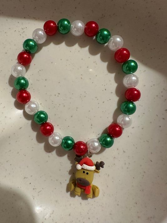 Christmas Pearlescent Bead Bracelet