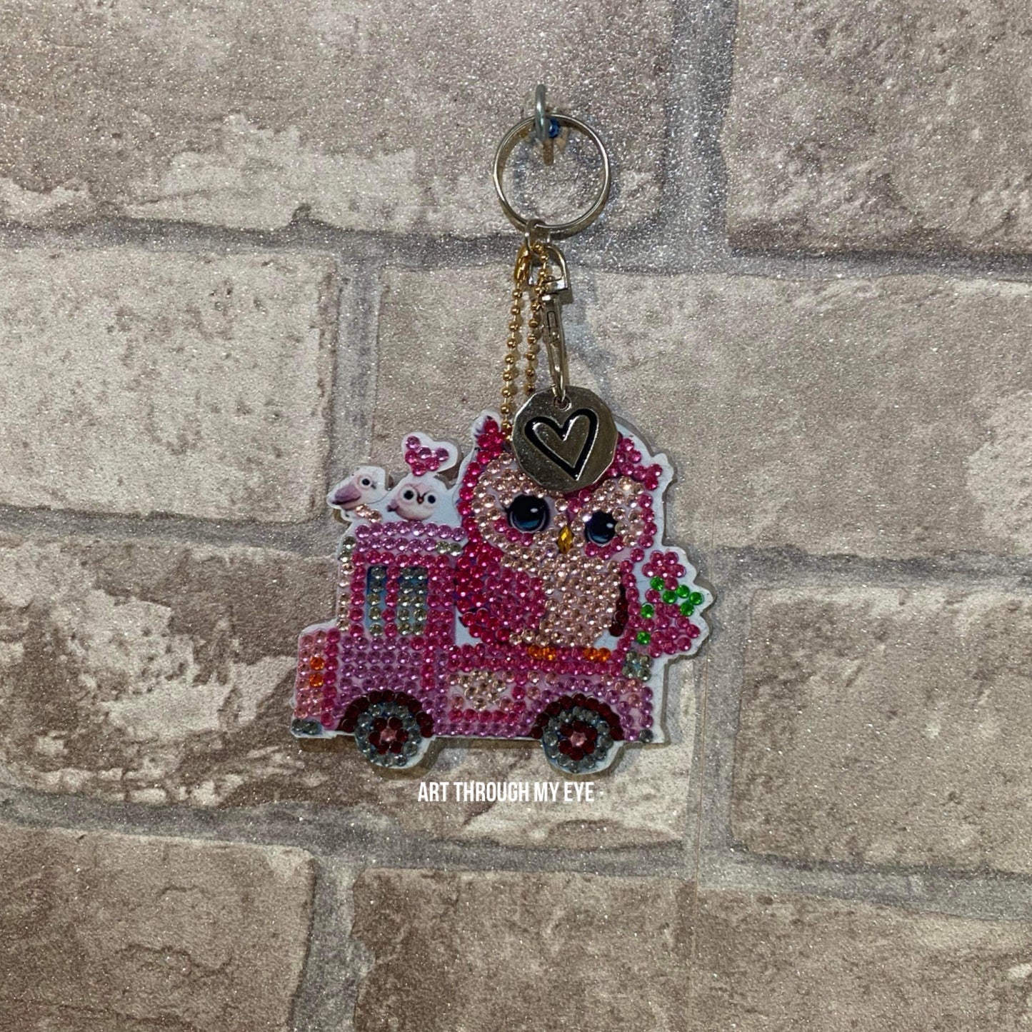 Diamond Art Owl Trolley Token Keyring