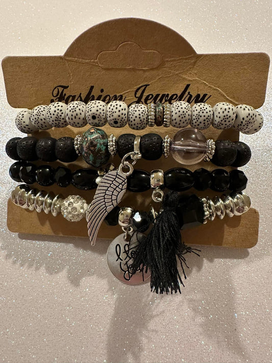 Black Bracelet Set