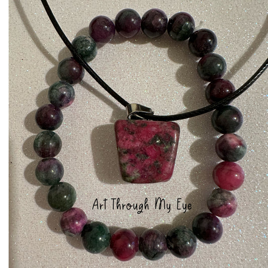 2 Piece Jewellery Set Pink/Green