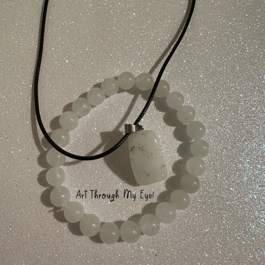 2 Piece Jewellery Set White Quartz