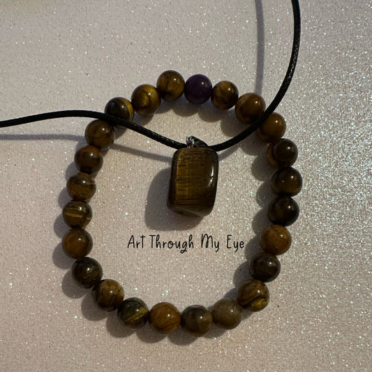 2 Piece Jewellery Set Tigers Eye