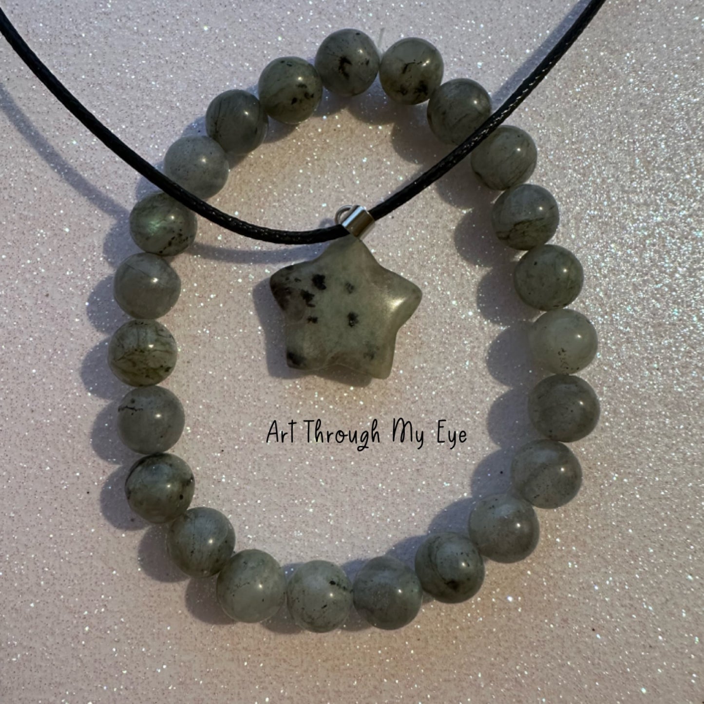 2 Piece Jewellery Set Blue Marble